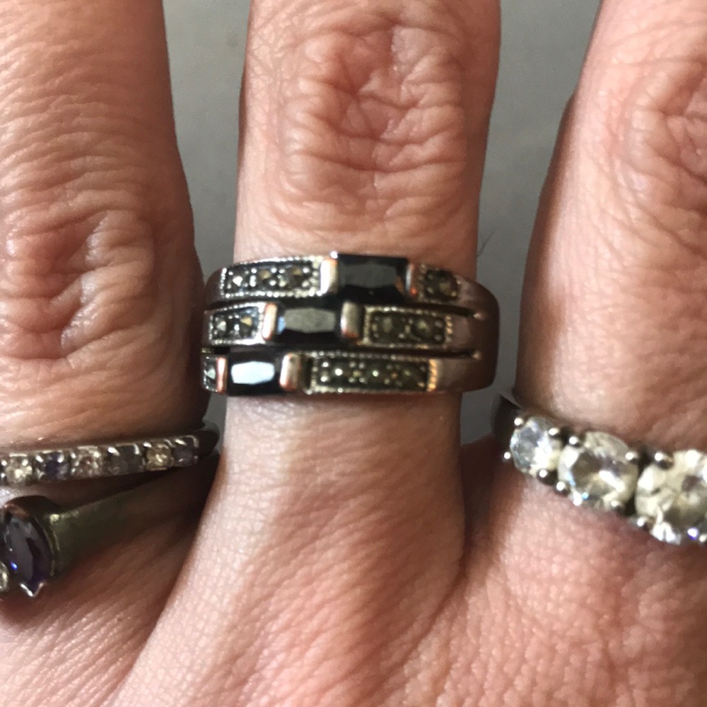 COPY - Vintage Costume 4 Rings Silver Tone Rhines… - Picture 5 of 9